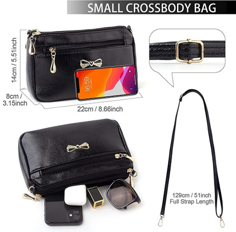 Ketmart Women's Mini Crossbody Bag - Tweed Fashion Shoulder Bag Clutch Purse With Turn-Lock Closure, Black