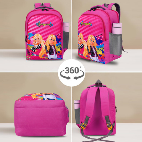 Elon Large BARBIE Backpack 18×13 inch Pre-School For 1st std-5th std  Lightweight Waterproof School Bag