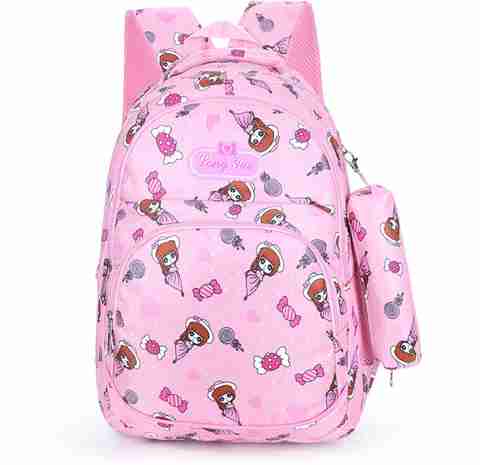Tinytot Pink School Backpack with Pencil Pouch for