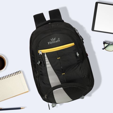 Flycraft Simna 1555/4 30L Waterproof School Bag (Black, Yellow) - Image 6