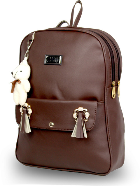 Crazy Flame Brown Pithu Bag for Girls, Women Backpack