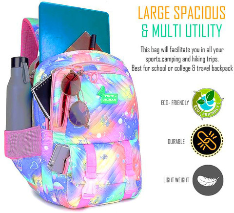 True Human school Bag for Girls,Lightweight Casual stylish Trendy