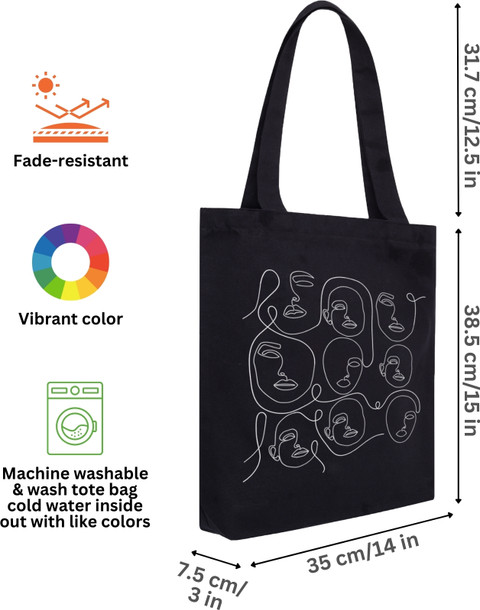 Doodle Premium Zipper Faces Cotton Canvas Tote bags