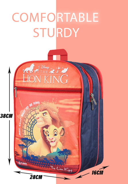 DISNEY The Lion King Compartment Kids School Bags|Travel Backpack|Orange  Waterproof School Bag