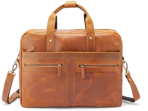 Goatter Genuine Leather Multi Pockets Office Laptop Messenger Bag For Men  Laptop Sleeve/Cover - Main Image