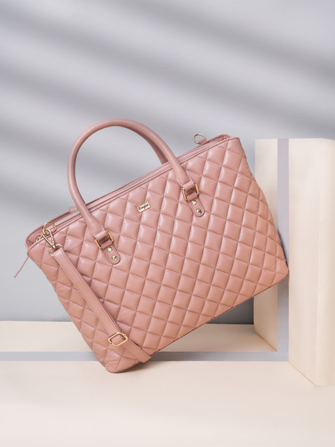 Berrylush Women Up to 16 inch Smart Formal Handles Detachable Strap Solid  Padded Quilted Laptop Bag