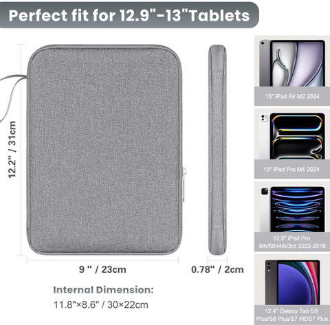 Verilux Tablet Travel Bag for iPad inch Waterproof Grey Case