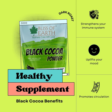 Bliss of Earth Black Cocoa Powder Unsweetened Carbon Black Dark Roast for  Cooking Baking 200g Cocoa Powder