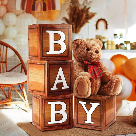 Balloon Baby Shower Blocks Decorations First Birthday Balloons