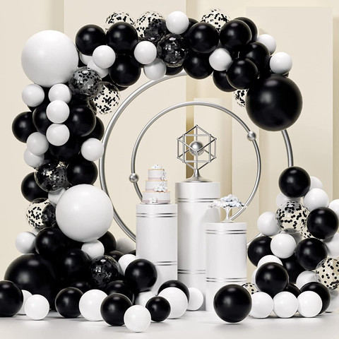 R G ACCESSORIES Solid White Black Balloons Garland