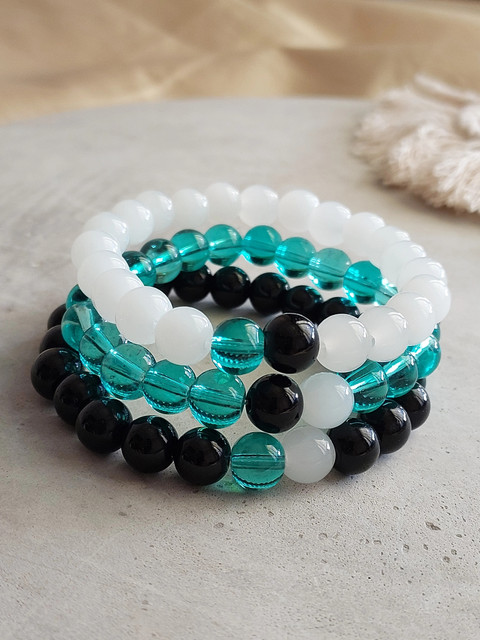 OCTAGON HUB Stone, Glass Beads, Crystal Bracelet