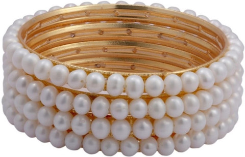 DD Pearls Mother of Pearl Pearl Gold-plated Bangle Set Price in