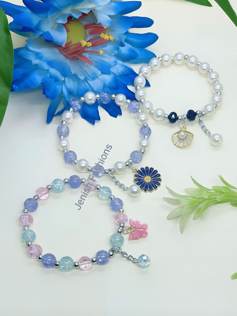 JenishFashions Crystal, Glass, Alloy Beads, Crystal Silver