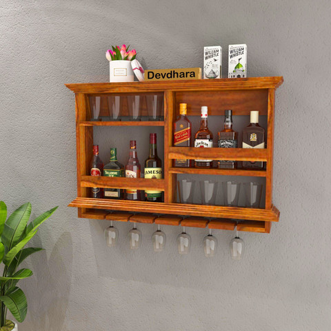 Devdhara wooden wine rack/mini bar/ home bar furniture Solid Wood