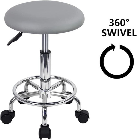 CRAFTSPEN Swivel Rolling Stool with Footrest Height 16 to