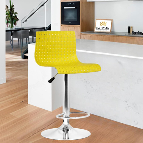 Da URBAN Presho Yellow Revolving Height Adjustable Kitchen Café  Store Plastic Bar Chair