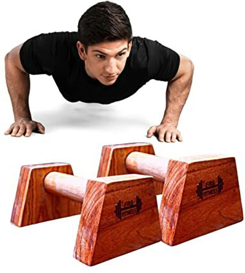 FIRE FITNESS Push Up Stands, Handstand Parallettes Bars, Solid Wood PushUp  Bars Push-up Bar