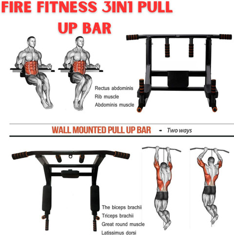 FIRE FITNESS Wall mount pull up bar for home gym equipments dip station,  dips bar Pull-up Bar
