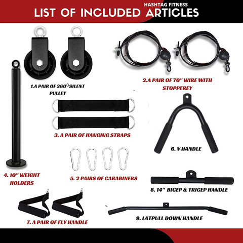 HASHTAG FITNESS 5in1 multi pull up bar for home with 360 degree gym pulley  systems Dip Station