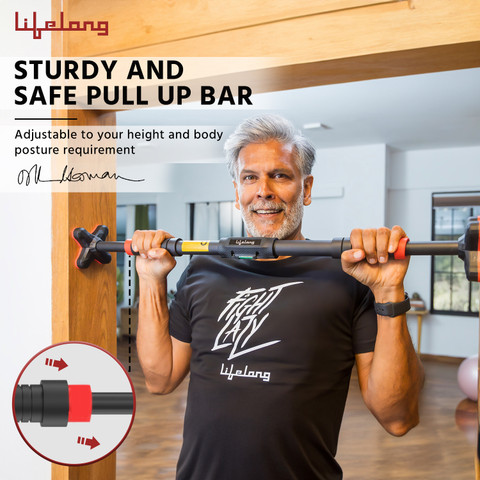 Lifelong LLPB01 Pull Up Bar for Home Workout|Chin Up Bar, 65-95CM|Max User  Weight 150kg Pull-up Bar