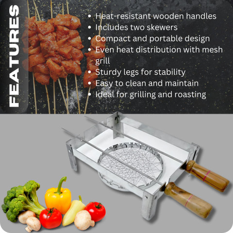 Chefman Premium Tandoori Grill, for Gas Stove, Mini Chhota tandoor,  Portable Compact Barbecue Grill, Tandoor Net, LPG Saver, Chhota Tandoor  Net,