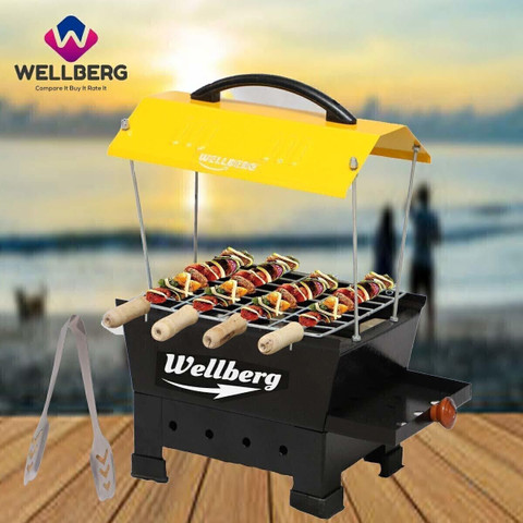WELLBERG 1200W Portable BBQ, Ideal for Versatile Home Cooking Meal Options  Charcoal Electric Grill