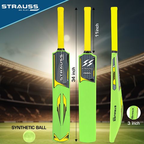 स्ट्रॉस Rebel Plastic Cricket Kit, Size SH (34 X for All Age  Groups, (Green) क्रिकेट किट