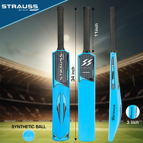 Strauss Rebel Plastic Cricket Kit, Size SH (34 X for All Age  Groups, (Blue) Cricket Kit