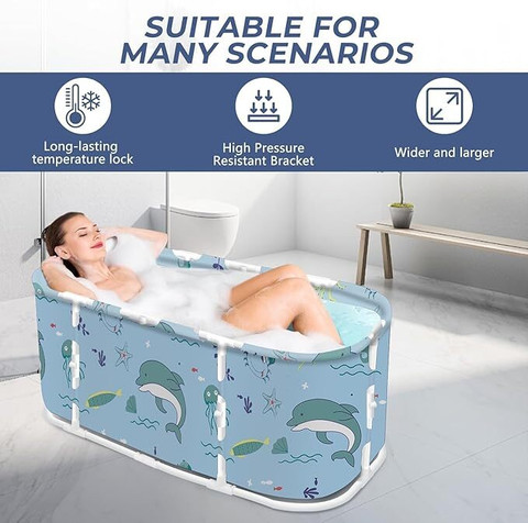 SUICUNE Portable Bathtub Set, Foldable Soaking Bathtub for Adults, Shower  Cubicle