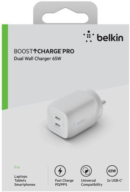 Belkin 65W GaN Dual port USB C PD Fast Charger with PPS