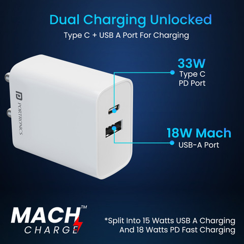 Portronics 33 W PPS A Wall Charger for Mobile