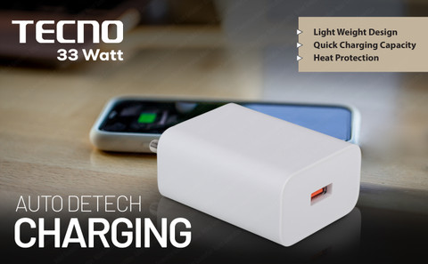 Tecno 33 W Quick Charge A Wall Charger for Mobile