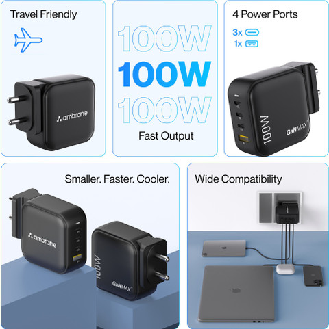 Ambrane 100 W GaN A Wall Charger for Mobile