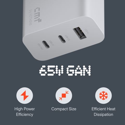CMF by Nothing 65 W GaN Multi-pin Wall Charger for Mobile (Light Grey) - Image 8