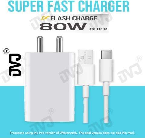 DVJ 80 W Quick Charge Wall Charger for Mobile with Detachable Cable