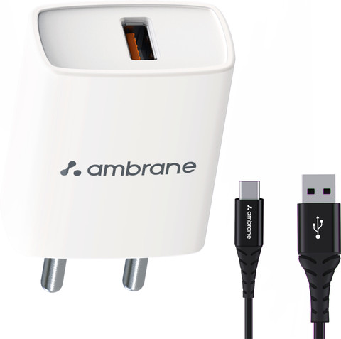 Ambrane 25 W A Wall Charger for Mobile with Detachable Cable
