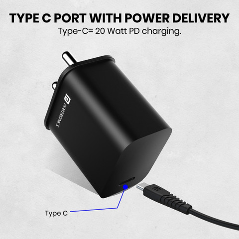 Portronics 20 W PD A Wall Charger for Mobile