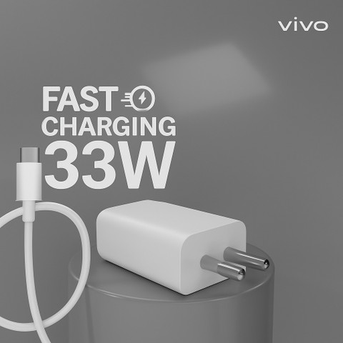 vivo 33 W Warp A Wall Charger for Mobile with Detachable Cable