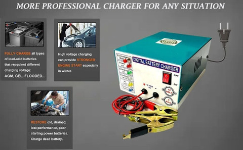 B BOZZBY 12 Volt Amp (Auto Cut) Battery Charger Digital Battery Tester