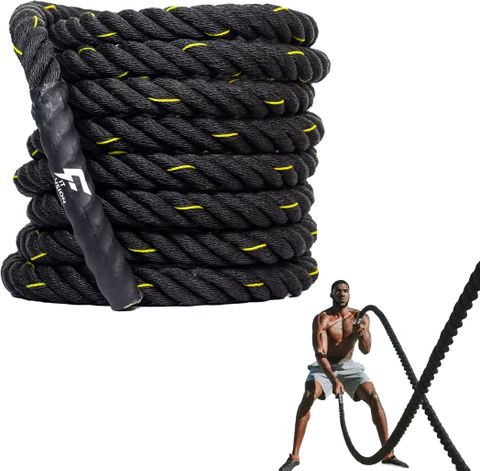 Fit Fusion Battle Rope with Anchor Strap for Gym, Heavy Battle Rope, 1. ...