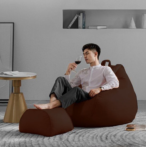 GIGLICK XXXL Faux Leather Bean Bag Curve Footrest Filled with Beans Bean  Bag Chair With Bean Filling