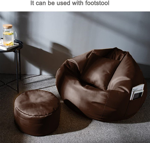 FurniGully XXXL 3XL Bean Bag with Footrest Cushion Ready to Use with  Beans (Brown 3XL) Bean Bag Chair With Bean Filling