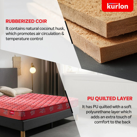 KURLON Rutile Natural Coir, Medium Firm Support inch Double Coir Mattress