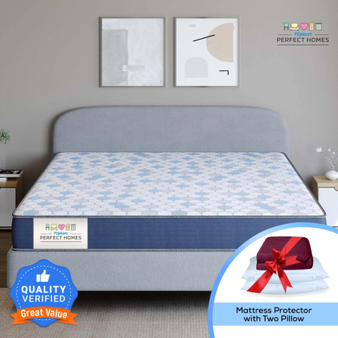 Flipkart Perfect Homes Skye in with mattress protector and pillow  inch Queen Memory Foam Mattress