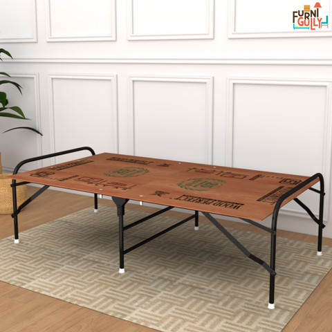 FurniGully Bharat Folding Cot Plywood Foldable Bed Single Home Cum Portable  PFB006 Metal Single Bed