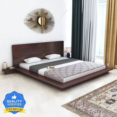 Ganpati Arts Sheesham Wood Queen Bed/Wooden Cot/Wooden Without