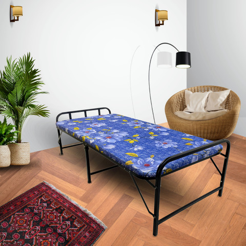Palmen Aadhar Folding Bed For Sleeping With Mattress(2 Inch Soft) On Top  Plywood Base Metal Single Bed