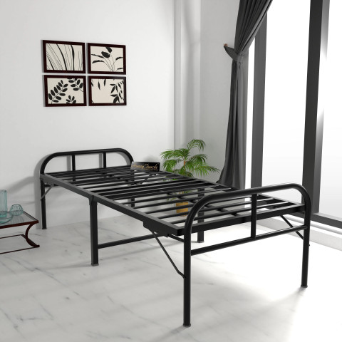 HoneyTouch Folding Bed Single Without Mattress No Assembly Required  x 6ft Metal Single Bed