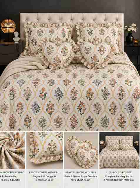 Uk Raft Colours CLOVIS KRAFTS Cotton King Flat 300 TC Checkered 1 Bedsheet with 2 ...