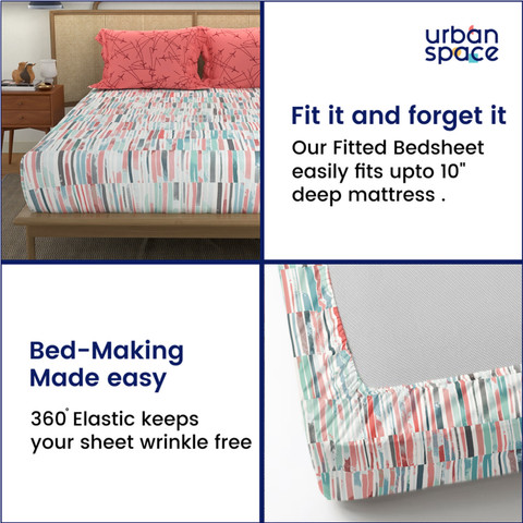 Urban Space Cotton King Fitted (Elastic) 144 TC Printed